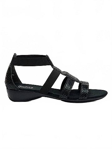 Munro American Women's Zena Sandal in Black Petrol Snake (view 1)