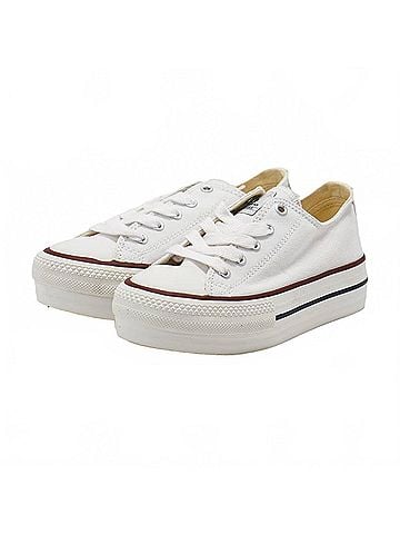 Victoria Girls' Tribu Canvas Platform Trainers Shoes in White (view 2)