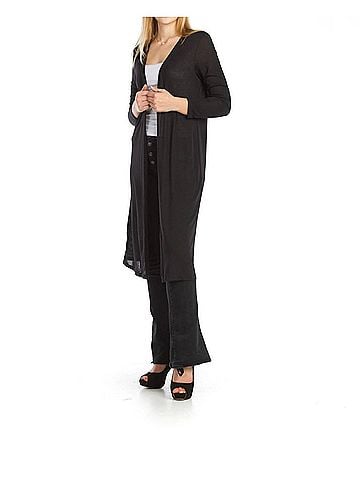 Papillon Long Knit Cardigan in Black (view 2)