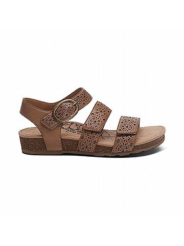 Aetrex Women's Lilly Quarter Strap Sandals in Taupe Cutout (view 2)