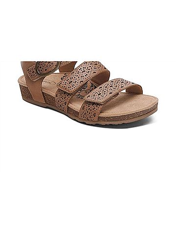 Aetrex Women's Lilly Quarter Strap Sandals in Taupe Cutout (view 1)