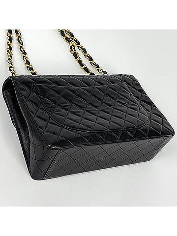 Chanel Chanel CHANEL Shoulder Bag, Large Matelassé, Single Flap, Coco Mark, Double Chain, Leather, Black, A01094, Women's (view 2)