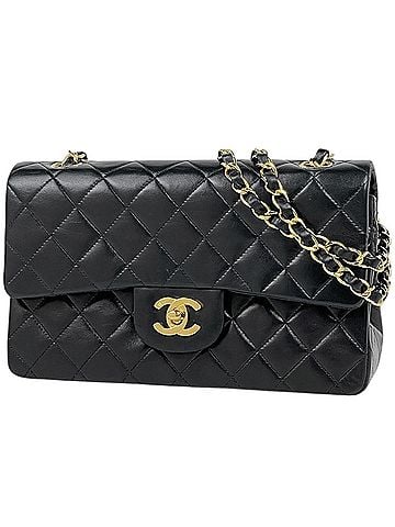 Chanel Chanel Matelassé Shoulder Bag, Double Flap, Coco Mark, Leather, Black, A01113, Women's (view 1)