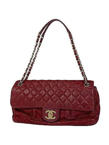 Chanel Chanel Matelassé Shoulder Bag with Coco Mark and Double Chain, Leather, Red, Women's (view 1)