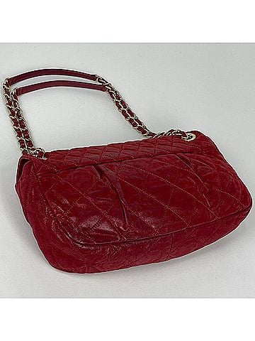 Chanel Chanel Matelassé Shoulder Bag with Coco Mark and Double Chain, Leather, Red, Women's (view 2)