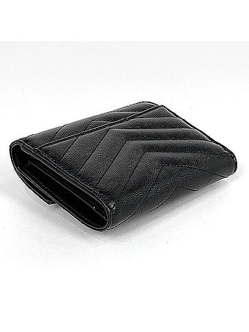 Yves Saint Laurent Yves Saint Laurent Saint Laurent Paris Tri-fold Wallet, Compact, Cassandra Leather, Black, 403943, Women's (view 2)