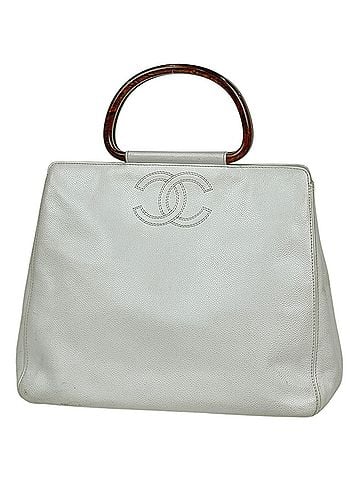 Chanel Chanel handbag, Coco Mark tote bag, caviar leather, white, women's. (view 1)