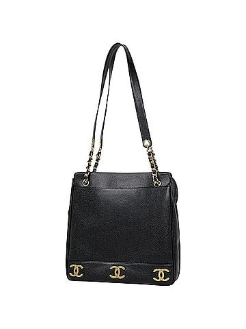 Chanel Chanel CHANEL Tote Bag Triple Coco Mark Shoulder Caviar Leather Black A03675 Women's (view 1)