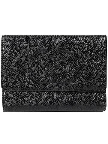 Chanel Chanel CHANEL Tri-fold Wallet Coco Mark Caviar Leather Black Women's (view 1)