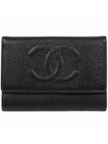 Chanel Chanel CHANEL Tri-fold Wallet Coco Mark Caviar Skin Black A13225 Women's (view 1)