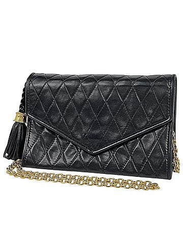 Chanel Chanel CHANEL Shoulder Bag Coco Mark Fringe Tassel Leather Black Women's (view 1)