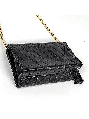 Chanel Chanel CHANEL Shoulder Bag Coco Mark Fringe Tassel Leather Black Women's (view 2)