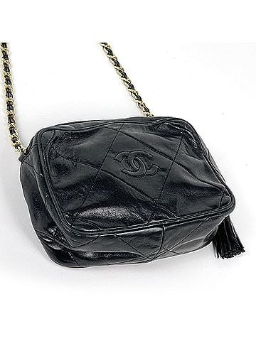 Chanel Chanel CHANEL Shoulder Bag Coco Mark Fringe Tassel Leather Black Women's (view 2)