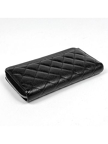 Chanel Chanel CHANEL Long Wallet Coco Mark Round Zipper Caviar Leather Black Women's (view 2)