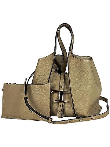Tod's Tod's T-Timeless Shopping Bag, Mini, 2-Way, Leather, Beige, Women's Handbag (view 1)