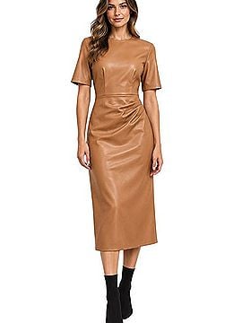 Shoshanna Faux Leather Midi Dress Casual Dress (view 1)