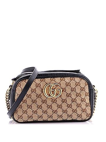 Gucci GG Marmont Shoulder Bag Diagonal Quilted GG Canvas with Leather Small (view 1)