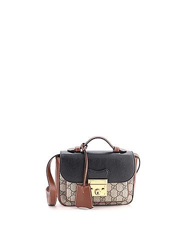 Gucci Padlock Front Pocket Flap Shoulder Bag GG Coated Canvas and Leather Mini (view 1)
