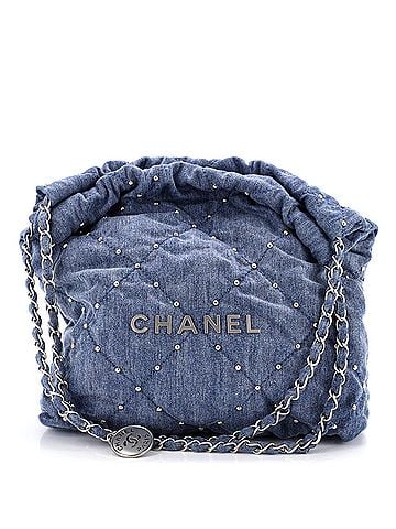 Chanel 22 Chain Hobo Quilted Studded Denim Small (view 1)