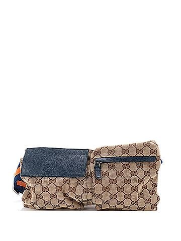Gucci Vintage Double Belt Bag GG Canvas with Leather (view 1)