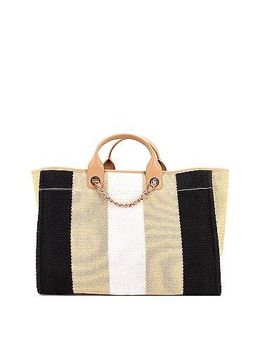 Chanel Deauville Tote Striped Viscose Canvas Large (view 2)