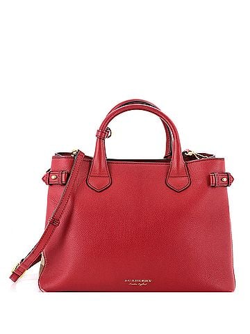 Burberry Banner Tote Leather and House Check Canvas Medium (view 1)