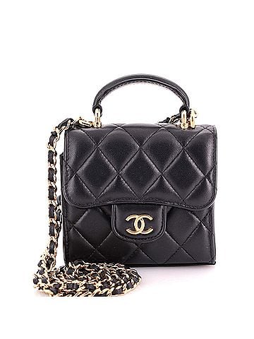 Chanel Square Classic Flap Top Handle Clutch with Chain Quilted Lambskin (view 1)