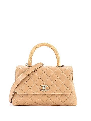 Chanel Coco Top Handle Bag Quilted Caviar with Lizard Embossed Handle Mini (view 1)