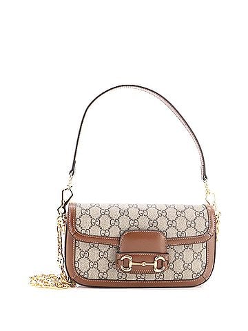 Gucci Horsebit 1955 Shoulder Bag GG Coated Canvas with Leather East West (view 1)