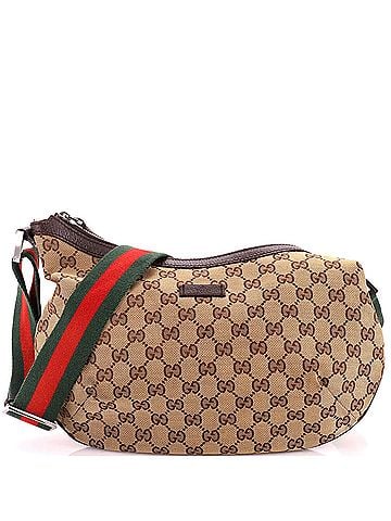 Gucci Saddle Zip Messenger Bag GG Canvas with Leather Medium (view 1)