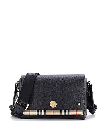 Burberry Note Crossbody Bag Leather with Vintage Check Canvas Medium (view 1)