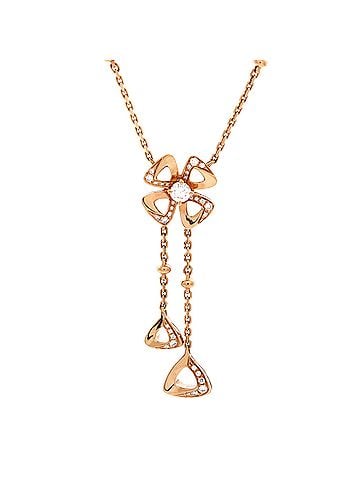 Bvlgari Fiorever Drop Pendant Necklace 18K Rose Gold and Diamonds (view 1)