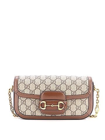 Gucci Horsebit 1955 Shoulder Bag GG Coated Canvas with Leather East West (view 1)