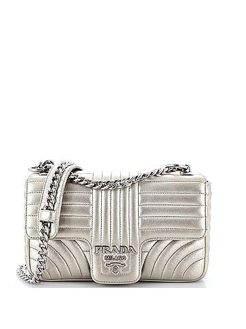 Prada Chain Flap Shoulder Bag Diagramme Quilted Leather Medium (view 1)