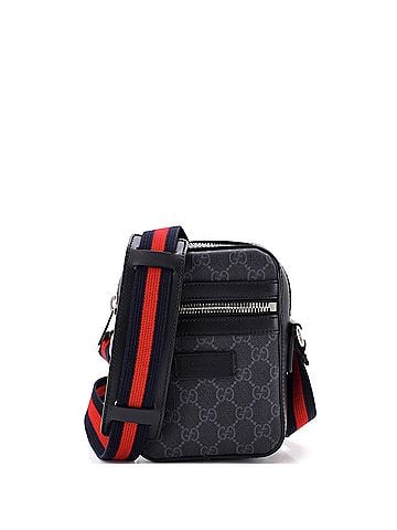 Gucci Web Strap Front Zip Messenger Bag GG Coated Canvas Mini (view 1)
