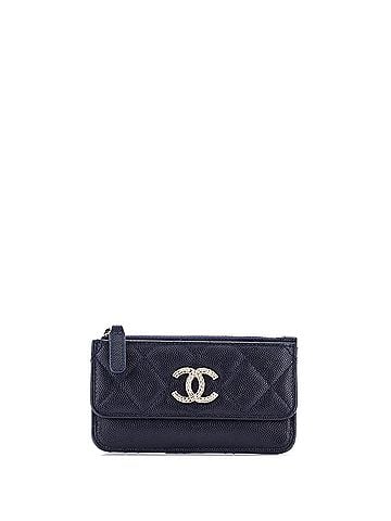 Chanel Textured CC Flap Zip Card Holder Quilted Caviar (view 1)