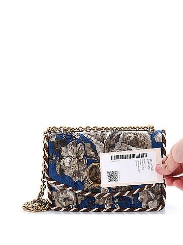 Valentino Garavani VLogo Vain Shoulder Bag Beaded Embroidered Silk Medium (view 1)