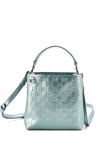 Gucci Emblem Bucket Bag GG Embossed Patent Small (view 1)