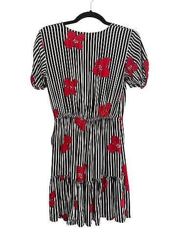 Madewell Floral Stripe Wrap Dress Casual Dress (view 2)