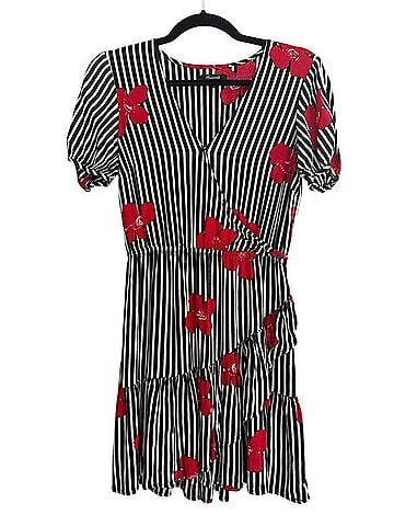 Madewell Floral Stripe Wrap Dress Casual Dress (view 1)