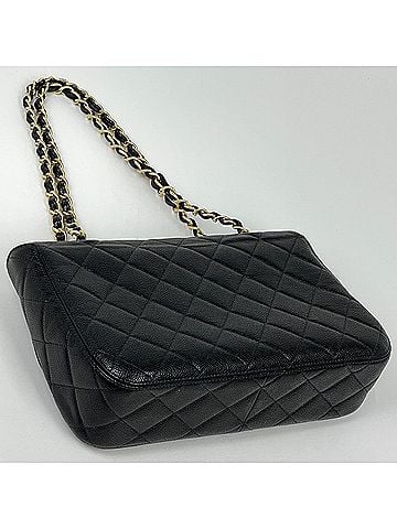 Chanel Chanel CHANEL Shoulder Bag Coco Mark Matelassé Double Chain Caviar Leather Black Women's (view 2)