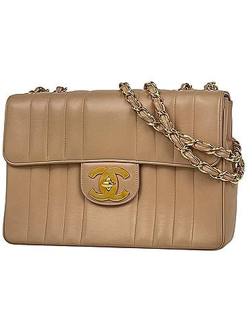 Chanel Chanel CHANEL Shoulder Bag Mademoiselle Coco Mark Leather Beige Women's (view 1)