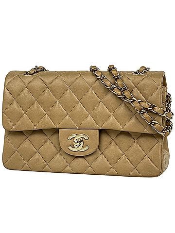 Chanel Chanel Matelassé Shoulder Bag, Double Flap, Coco Mark, Leather, Beige, A01113, Women's (view 1)