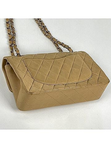 Chanel Chanel Matelassé Shoulder Bag, Double Flap, Coco Mark, Leather, Beige, A01113, Women's (view 2)