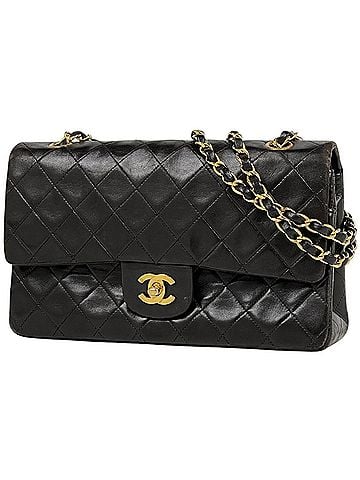 Chanel Chanel Matelassé Shoulder Bag, Double Flap, Coco Mark, Leather, Black, A01112, Women's (view 1)