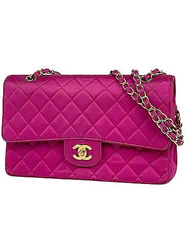 Chanel Chanel Matelassé Shoulder Bag, Double Flap, Coco Mark, Satin, Pink, A01112, Women's (view 1)