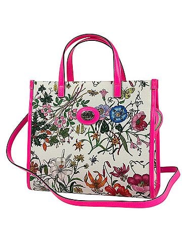 Gucci Gucci Flora 2-Way Canvas Handbag, Pink Multicolor, 550141, Women's (view 1)