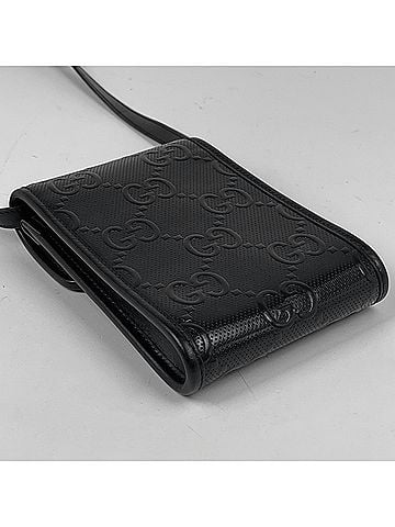 Gucci Gucci GUCCI Shoulder Bag GG Embossed Mini Leather Black 625571 Women's (view 2)