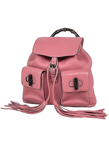 Gucci Gucci Bamboo Backpack with Fringe and Tassel, Leather, Pink, 370833, Women's (view 1)