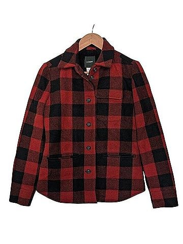 J.Crew Plaid Sherpa Lined Wool Blend Coat Coat (view 1)